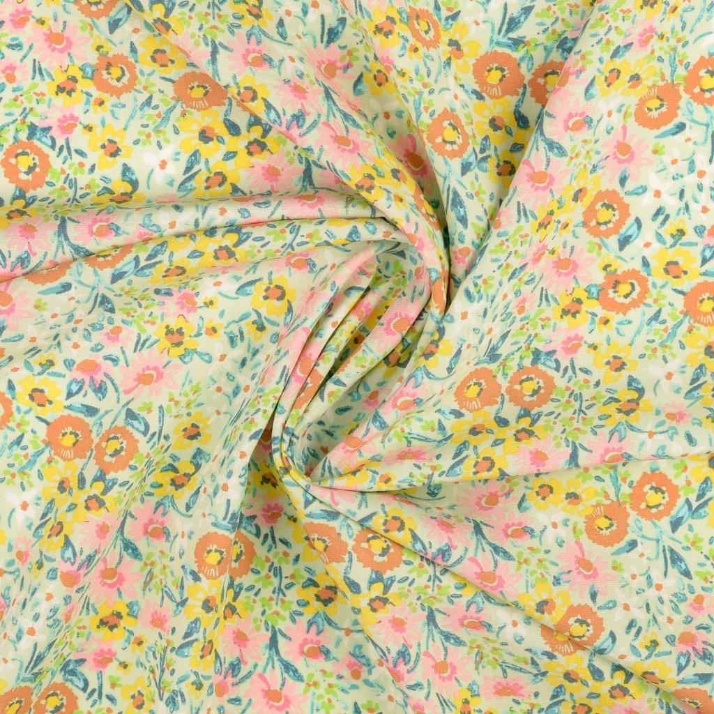 Poplin Viscose - Floral on Mint