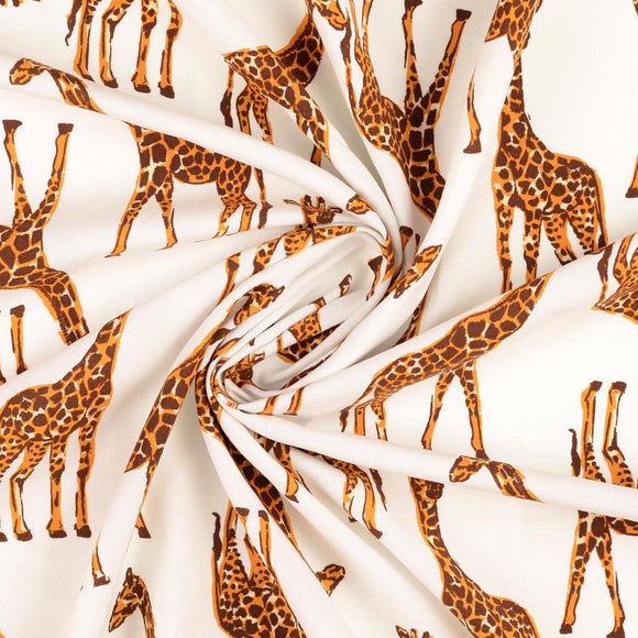 Poplin Viscose - Giraffe on White