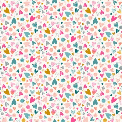 Makower Fabrics - In The Jungle - Hearts Pink