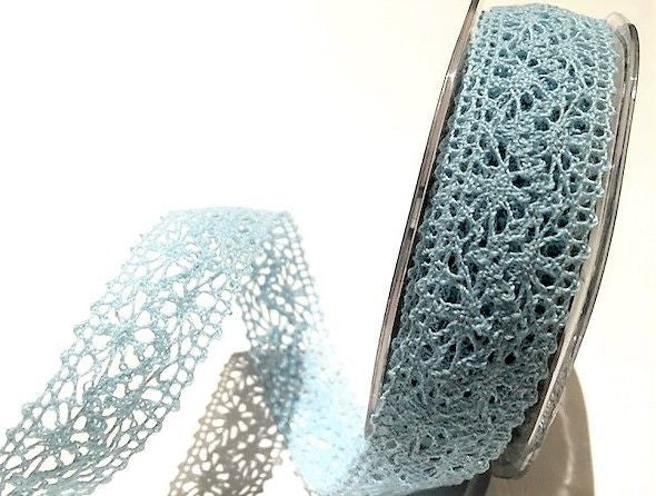 Bertie’s Bows Blue 22mm Crochet Cotton Lace