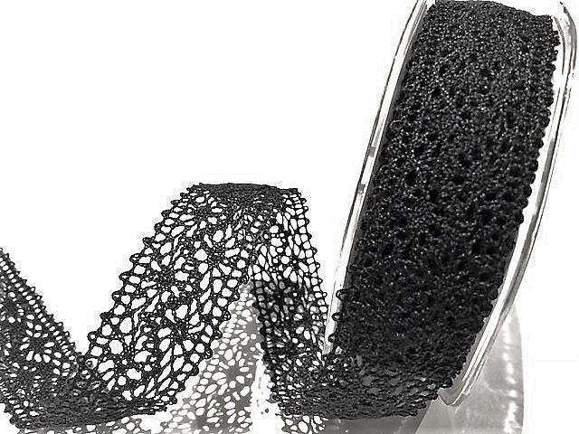 Bertie’s Bows Black 22mm Crochet Cotton Lace