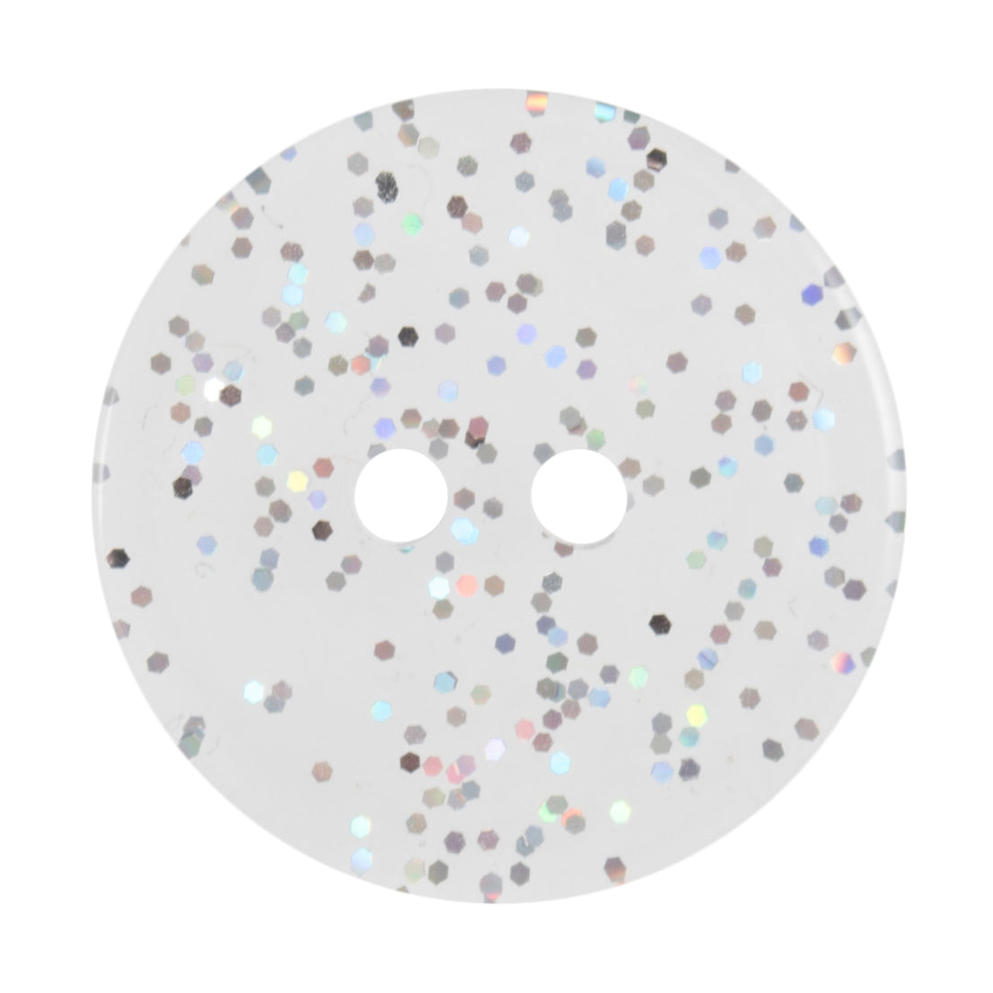 Buttons: Transparent: Glitter: 2 Hole: 11mm: Clear/Silver