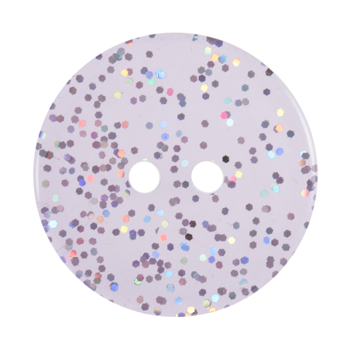 Buttons: Transparent: Glitter: 2 Hole: 15mm: Lilac