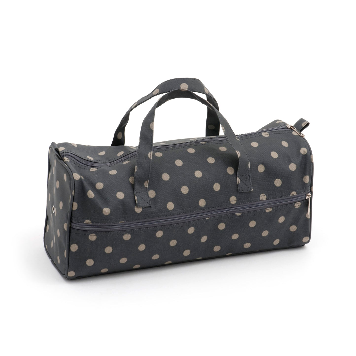 Knitting Bag: Matt PVC: Charcoal Polka Dot