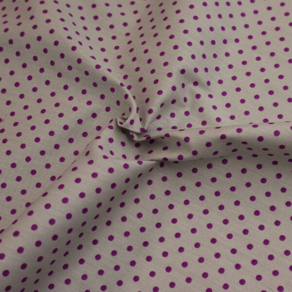 Reynard Fabrics Cotton Poplin - Polka Dot Silver/Violet