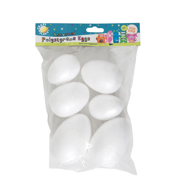 Assorted Size Polystyrene Eggs (6pc)