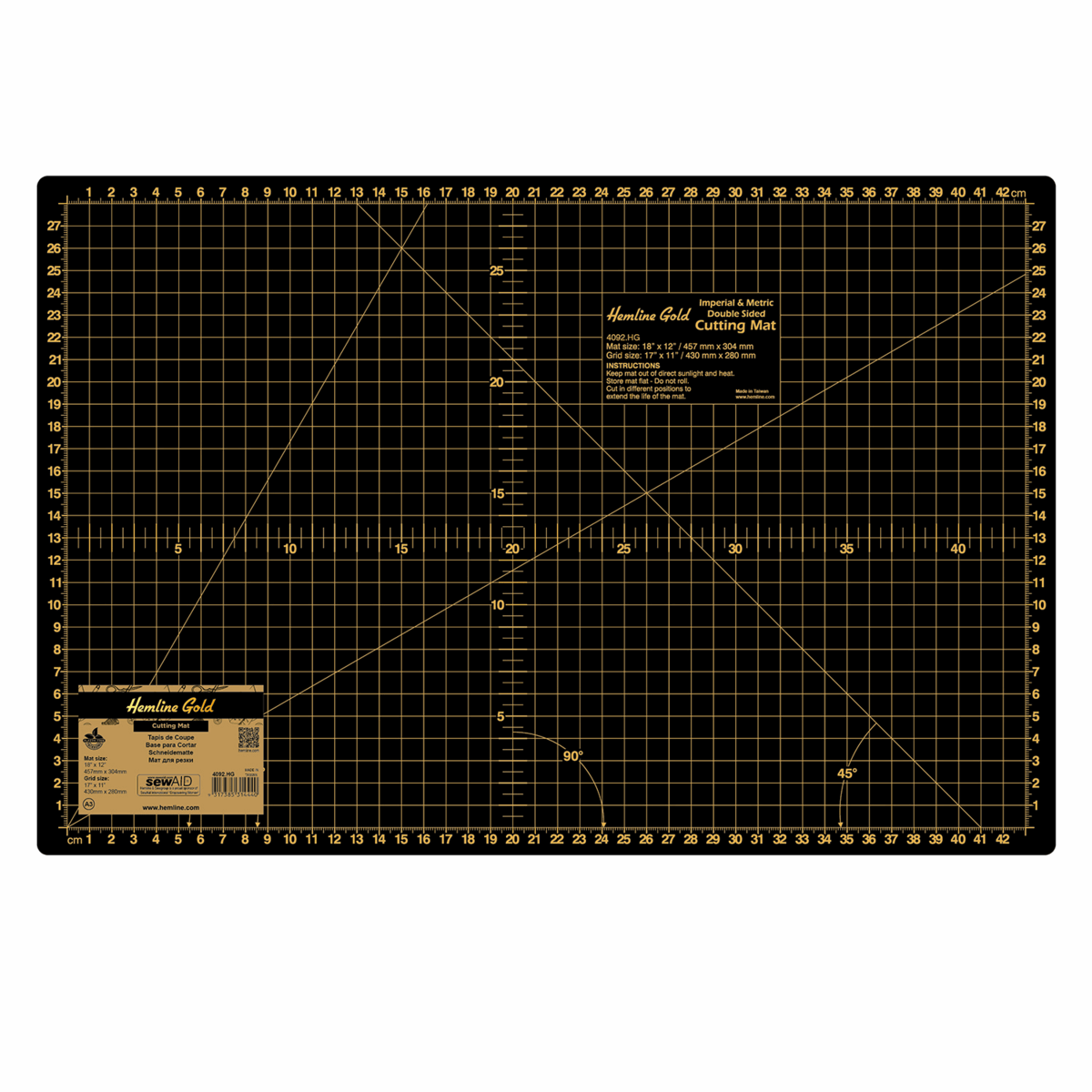 Hemline Gold - Cutting Mat: Medium: 45 x 30cm