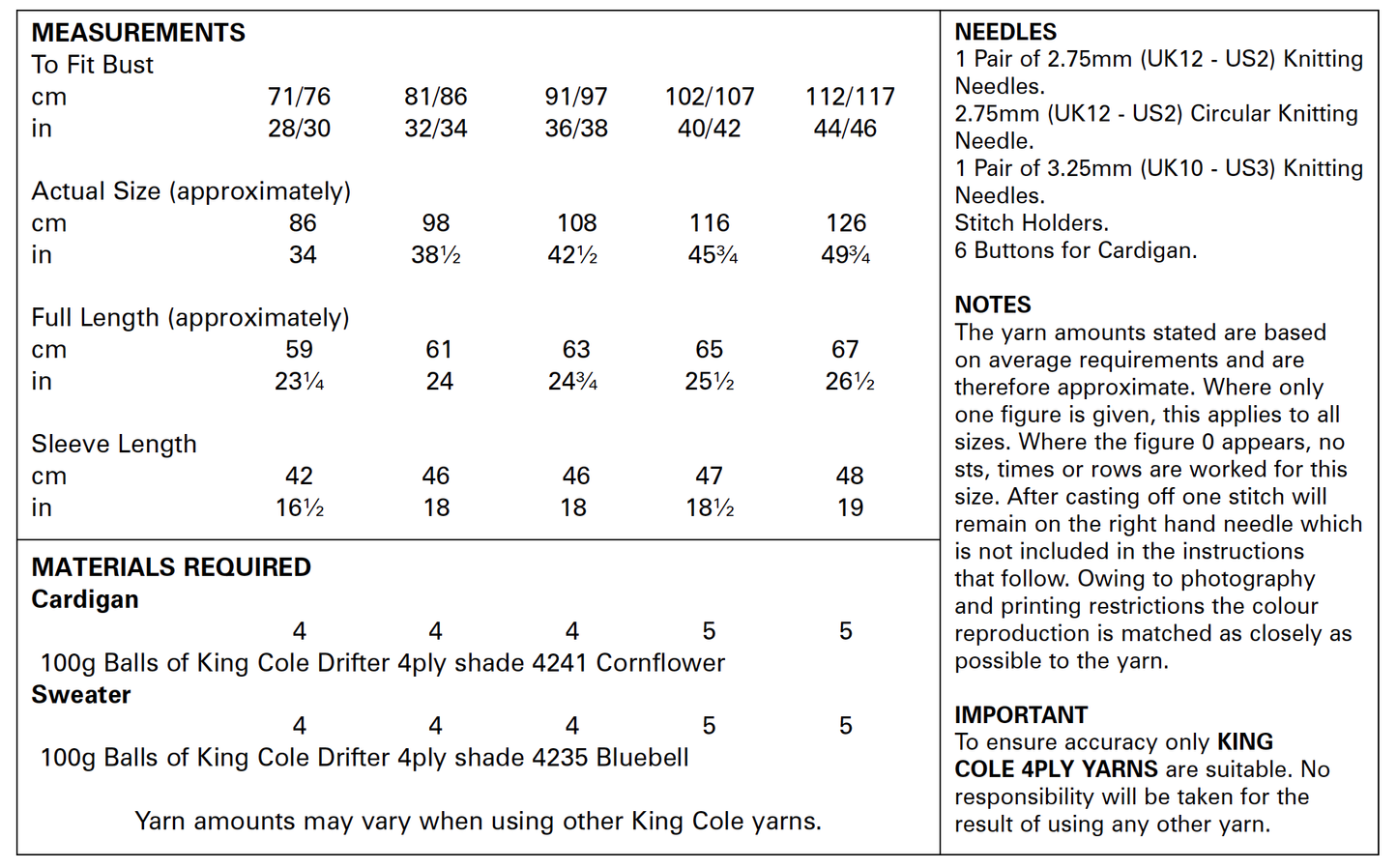 King Cole Knitting Pattern - 5383