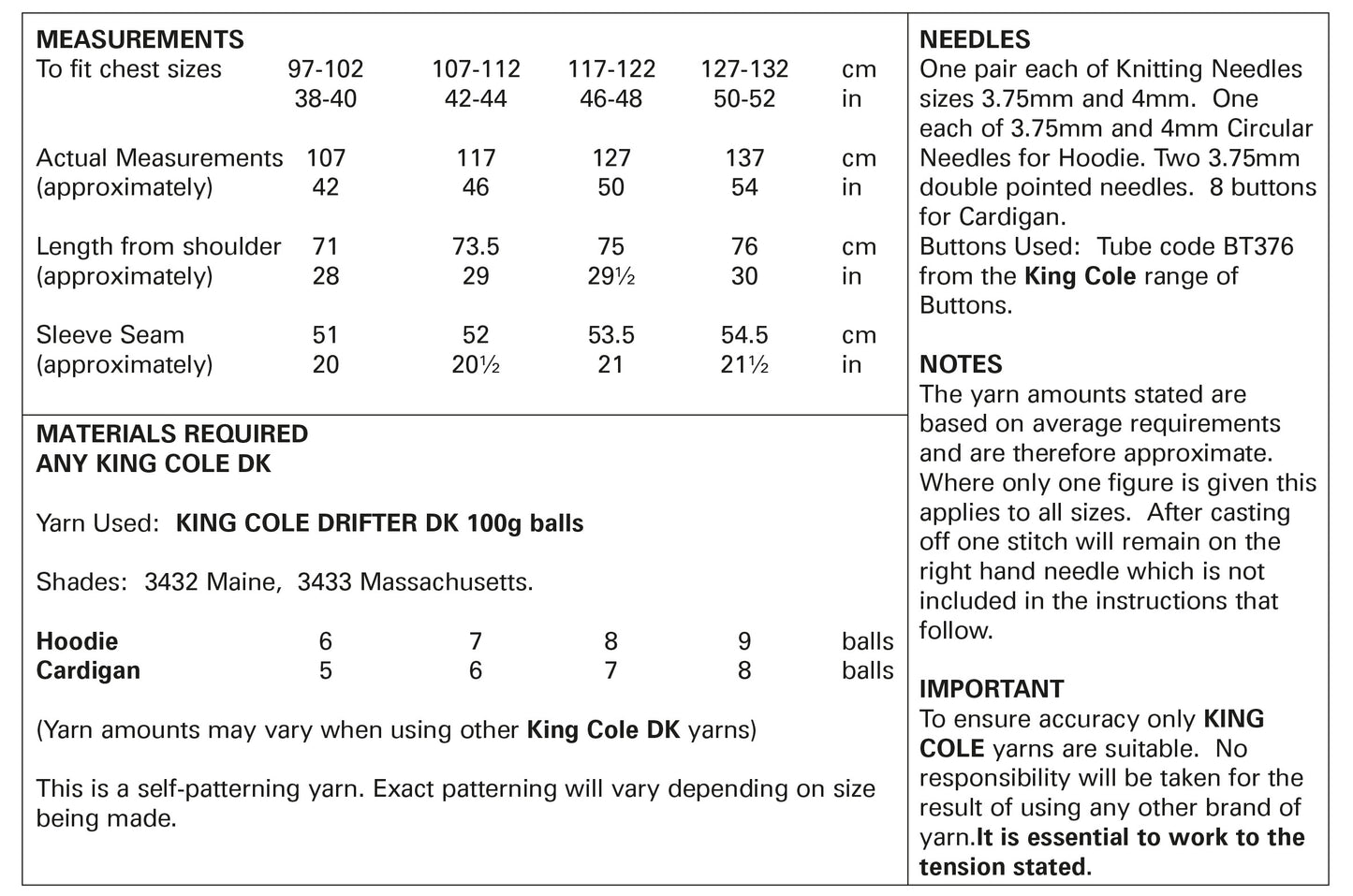 King Cole Knitting Pattern - 5808
