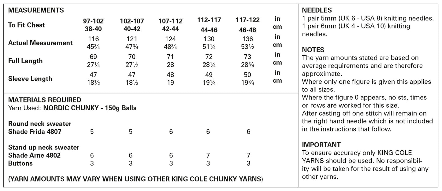 King Cole Knitting Pattern - 5910