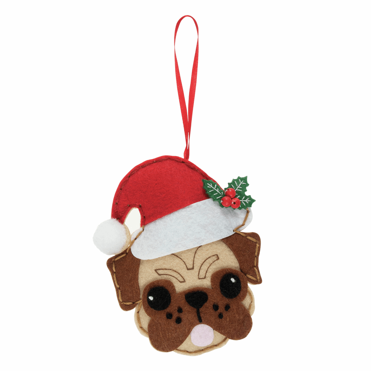 Felt Decoration Kit - Pug in Santa Hat