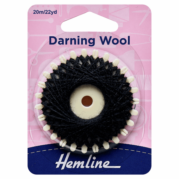 Hemline Black Darning Wool - 20m