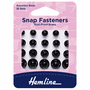 Hemline Assorted Black Snap Fasteners