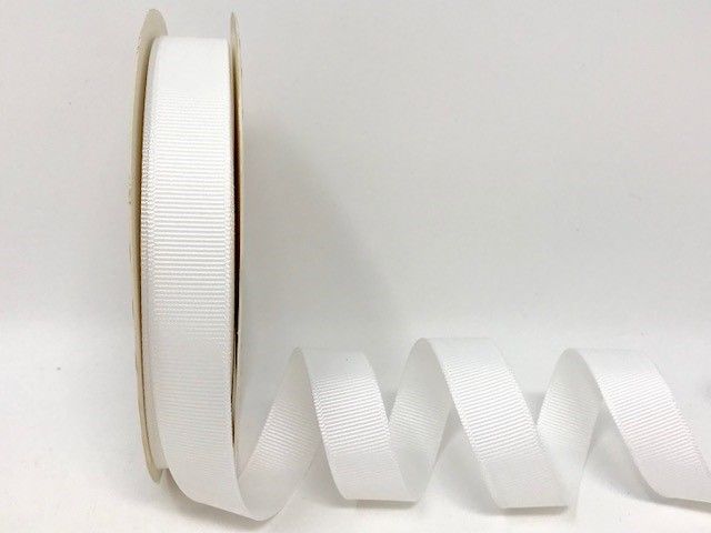 Bertie’s Bows White 16mm Polyester Grosgrain Ribbon