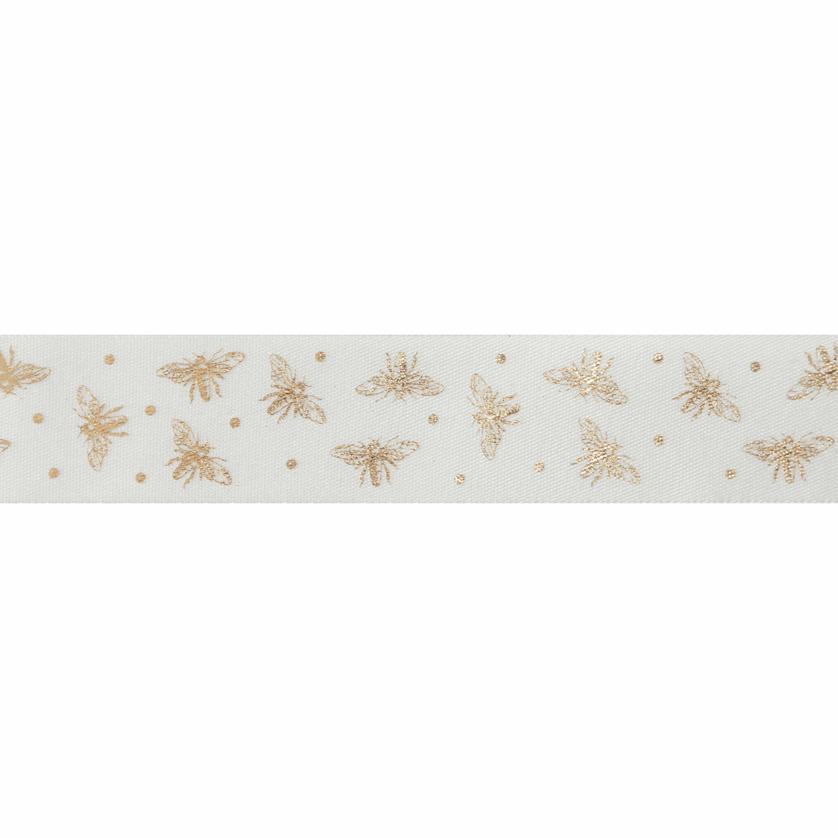 Satin Ribbon - 25mm : Sparkle Bee On White