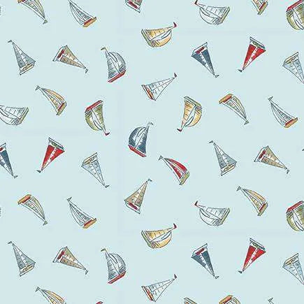 Makower Fabrics - High Tide Sail Away Light Blue