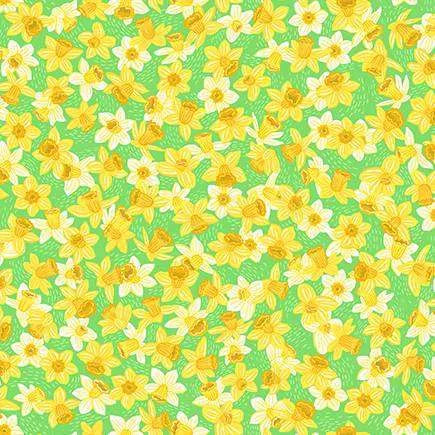 Makower Fabrics - Hello Spring Daffodil Green
