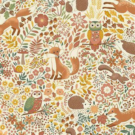Makower Fabrics - Hello Autumn Wild Wood Cream