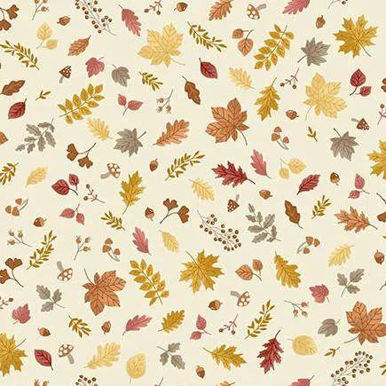 Makower Fabrics - Hello Autumn Foliage Cream