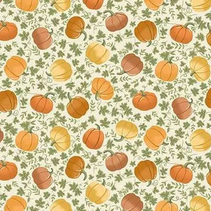 Makower Fabrics - Hello Autumn Pumpkins Cream