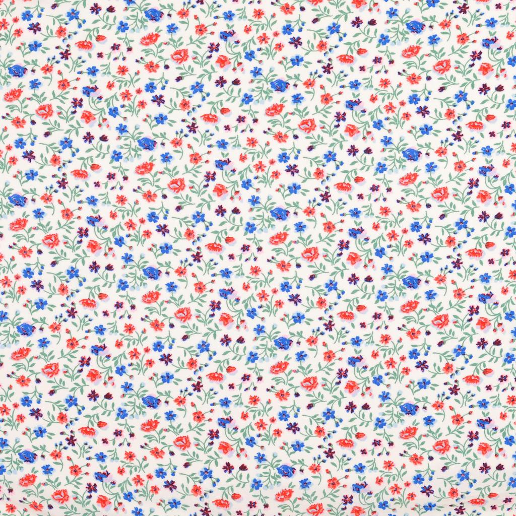 Poplin Viscose - Floral on White