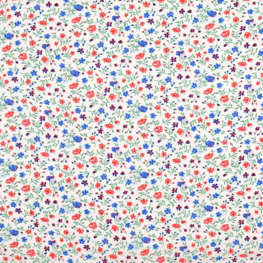 Poplin Viscose - Floral on White