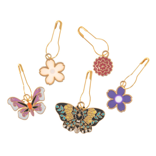 Stitch Markers: Metal: 5 Pieces - Butterfly Garden