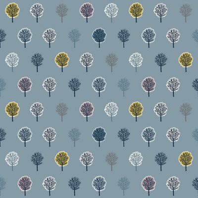 Makower Fabrics - Heather & Sage - Trees Blue