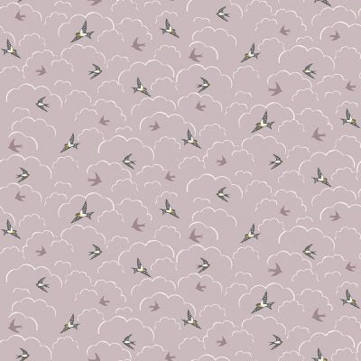 Makower Fabrics - Heather & Sage - Swallows Lilac