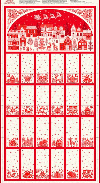 Makower Advent Calendar Scandi Fold Up Red