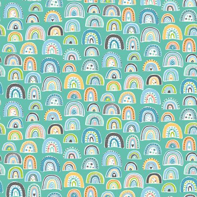 Makower Fabrics - In The Jungle - Rainbows Blue
