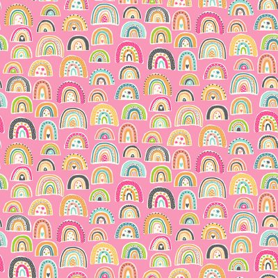 Makower Fabrics - In The Jungle - Rainbows Pink