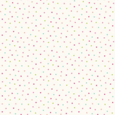 Makower Fabrics - In The Jungle - Stars Pink On Cream