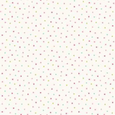 Makower Fabrics - In The Jungle - Stars Pink On Cream
