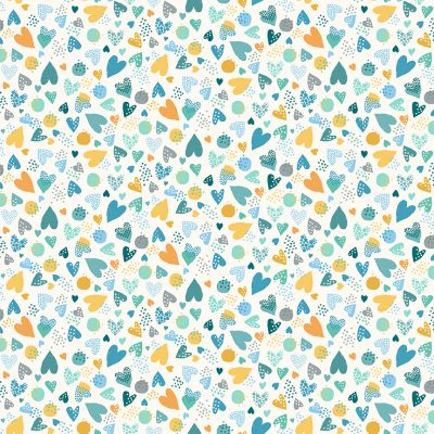 Makower Fabrics - In The Jungle - Hearts Blue