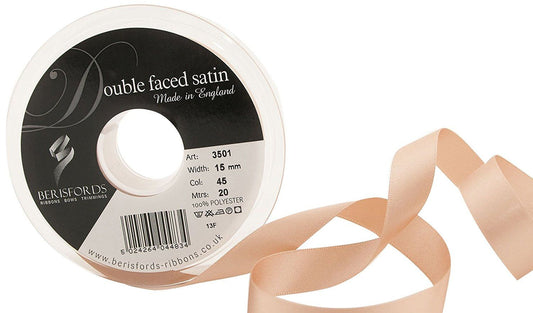 Bertie's Bows Double Satin Ribbon - 15mm Ecru