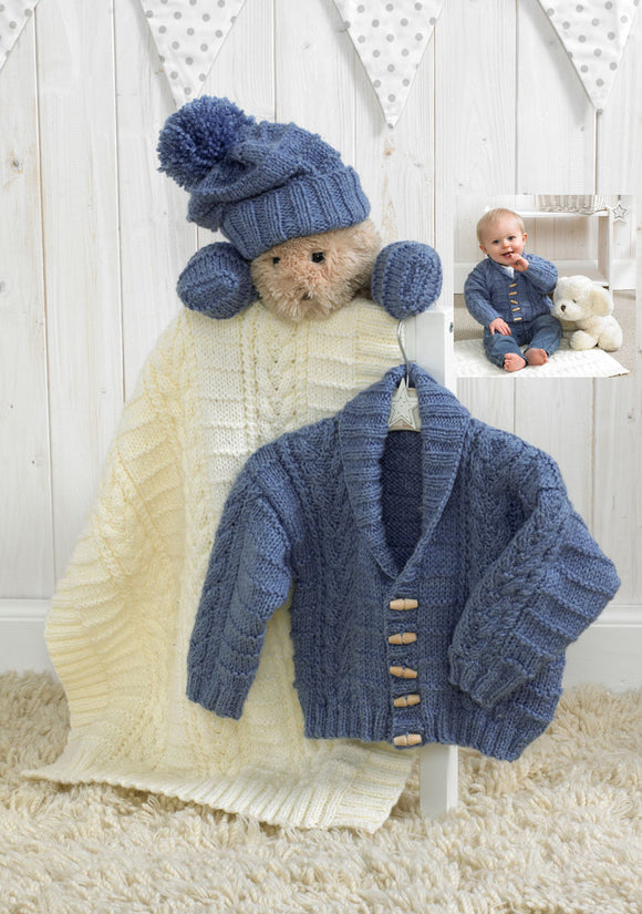 Stylecraft Baby Aran Knitting Pattern 4854