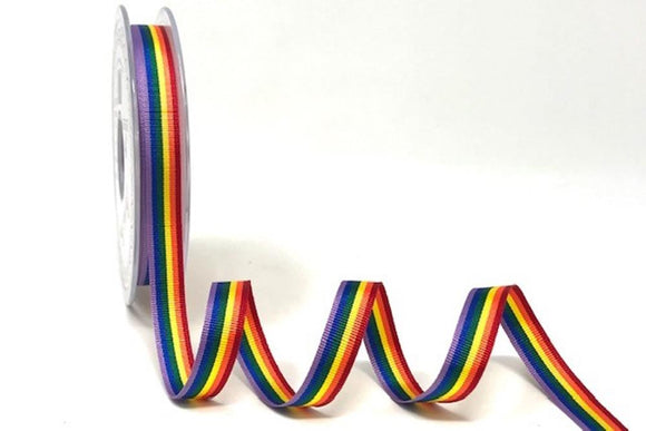 Berisfords Rainbow Stripe Ribbon - 10mm