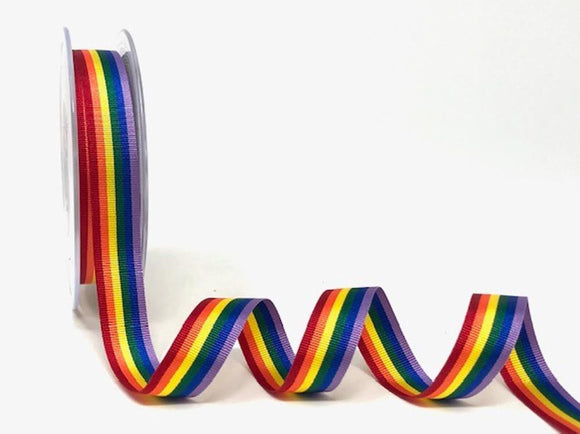 Berisfords Rainbow Stripe Ribbon - 15mm