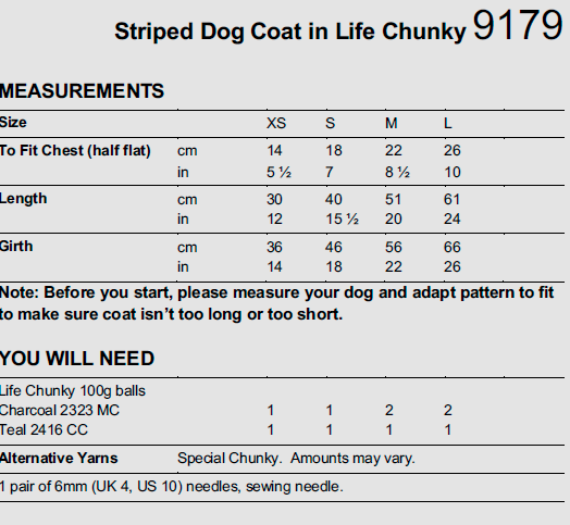 Knitted Dog Coat Kit - Medium