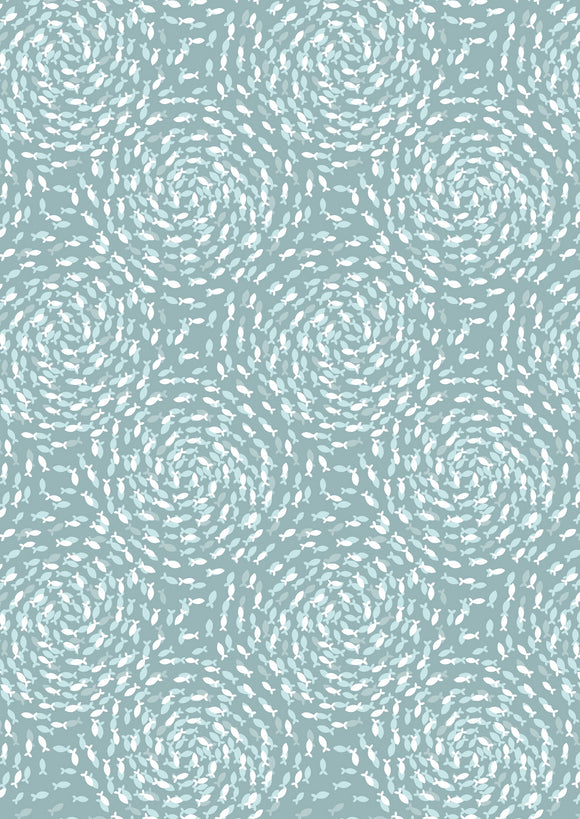 Lewis & Irene - Ocean Pearls - Fish Swirls on Sea Froth with Pearl