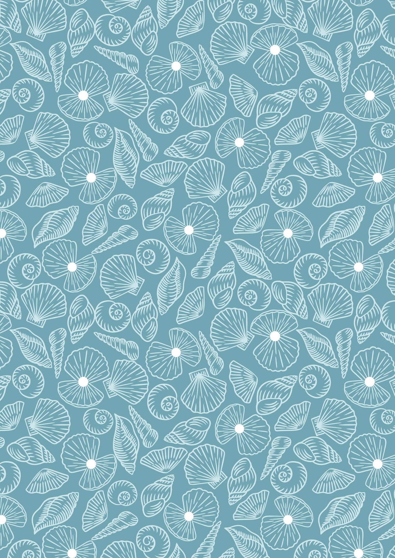 Lewis & Irene - Ocean Pearls - Pearl Shells on Island Blue with Pearl