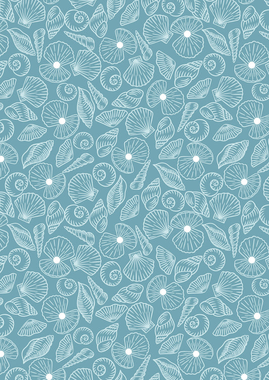 Lewis & Irene - Ocean Pearls - Pearl Shells on Island Blue with Pearl