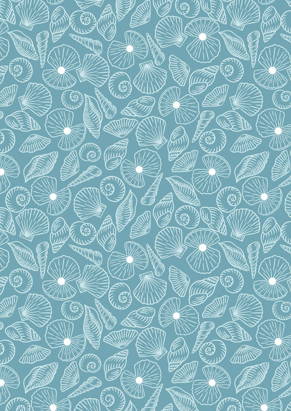 Lewis & Irene - Ocean Pearls - Pearl Shells on Island Blue with Pearl