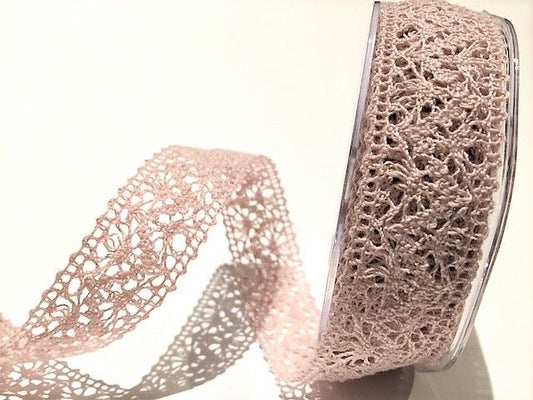 Bertie’s Bows Dusky Pink 22mm Crochet Cotton Lace