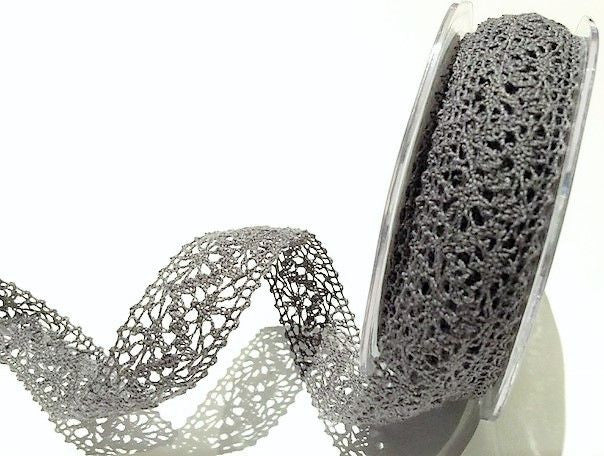 Bertie’s Bows Pewter 22mm Crochet Cotton Lace
