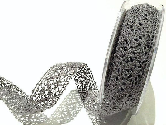 Bertie’s Bows Pewter 22mm Crochet Cotton Lace