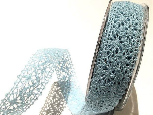 Bertie’s Bows Blue 22mm Crochet Cotton Lace