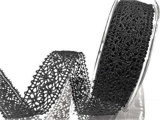 Bertie’s Bows Black 22mm Crochet Cotton Lace