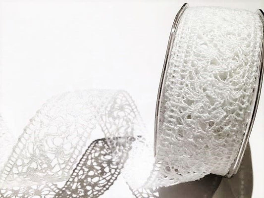 Bertie’s Bows White 35mm Crochet Cotton Lace